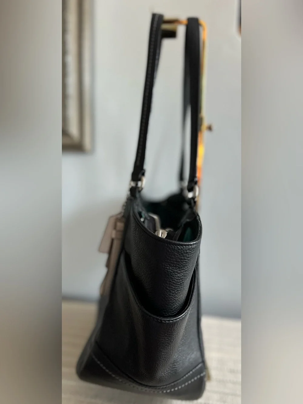 COACH Park Carryall  Black Pebbled Leather Tote Shoulder Bag dated 2013